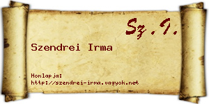 Szendrei Irma névjegykártya